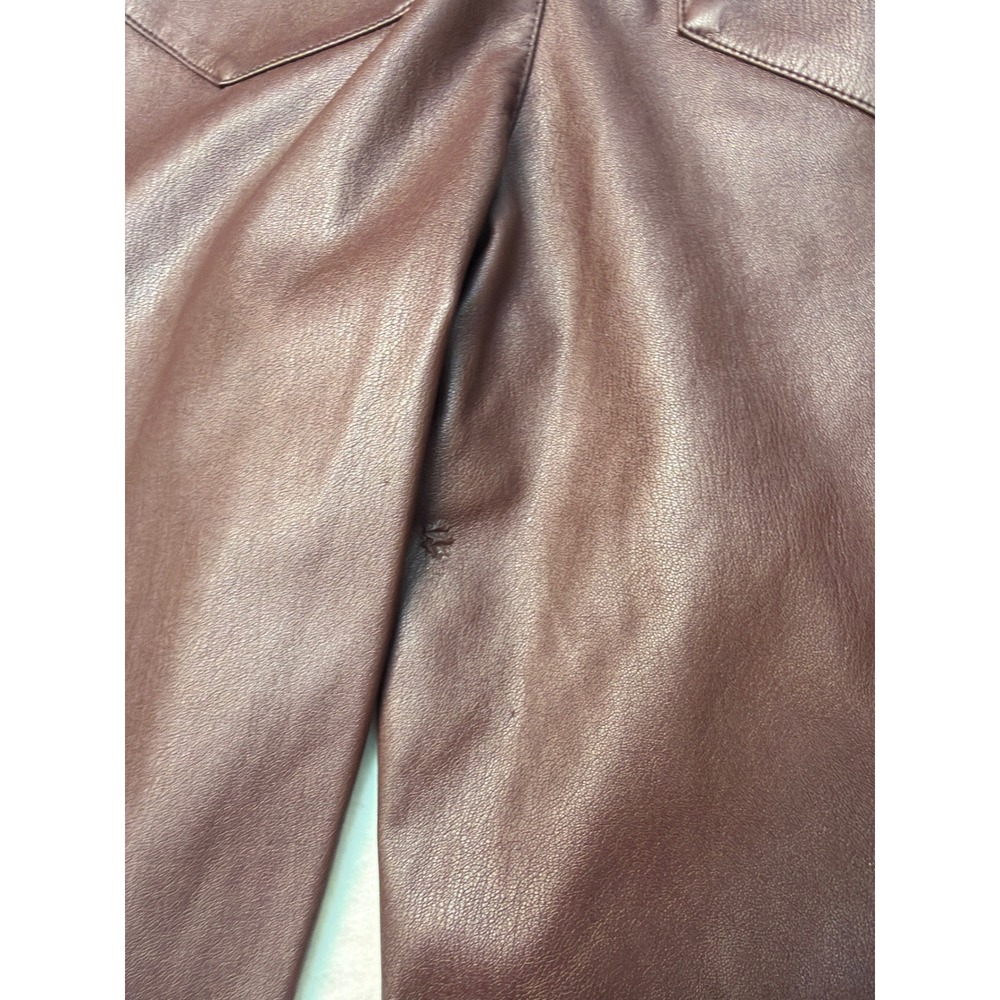 Marissa Webb Collective Burgundy Vegan Faux Leather Wide Leg Pants Size 0 - Picture 8 of 8